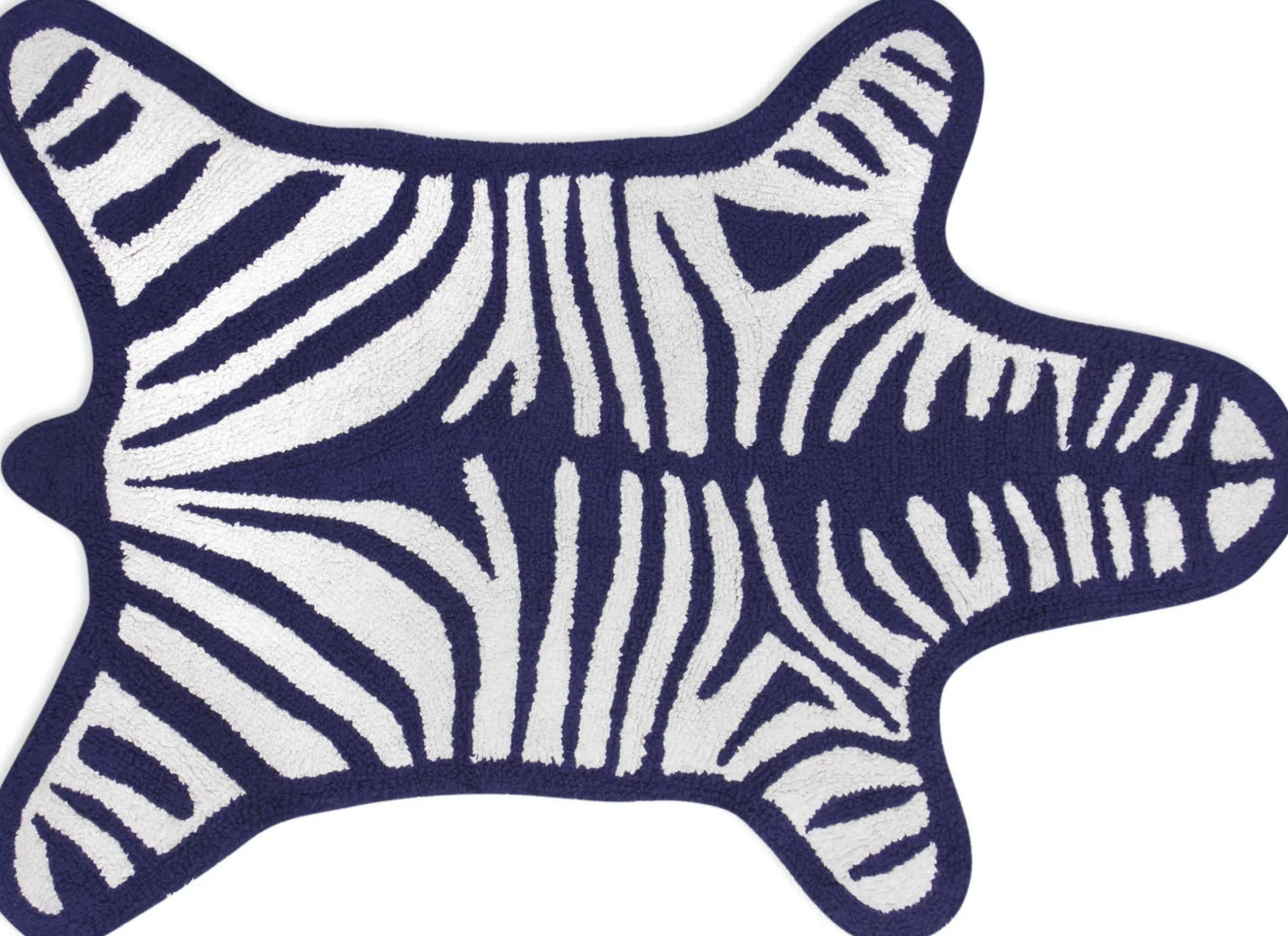 Tapis De Bain Zebra Blanc Bleu / Reversible - 112 X 79 Cm - Jonathan Adler