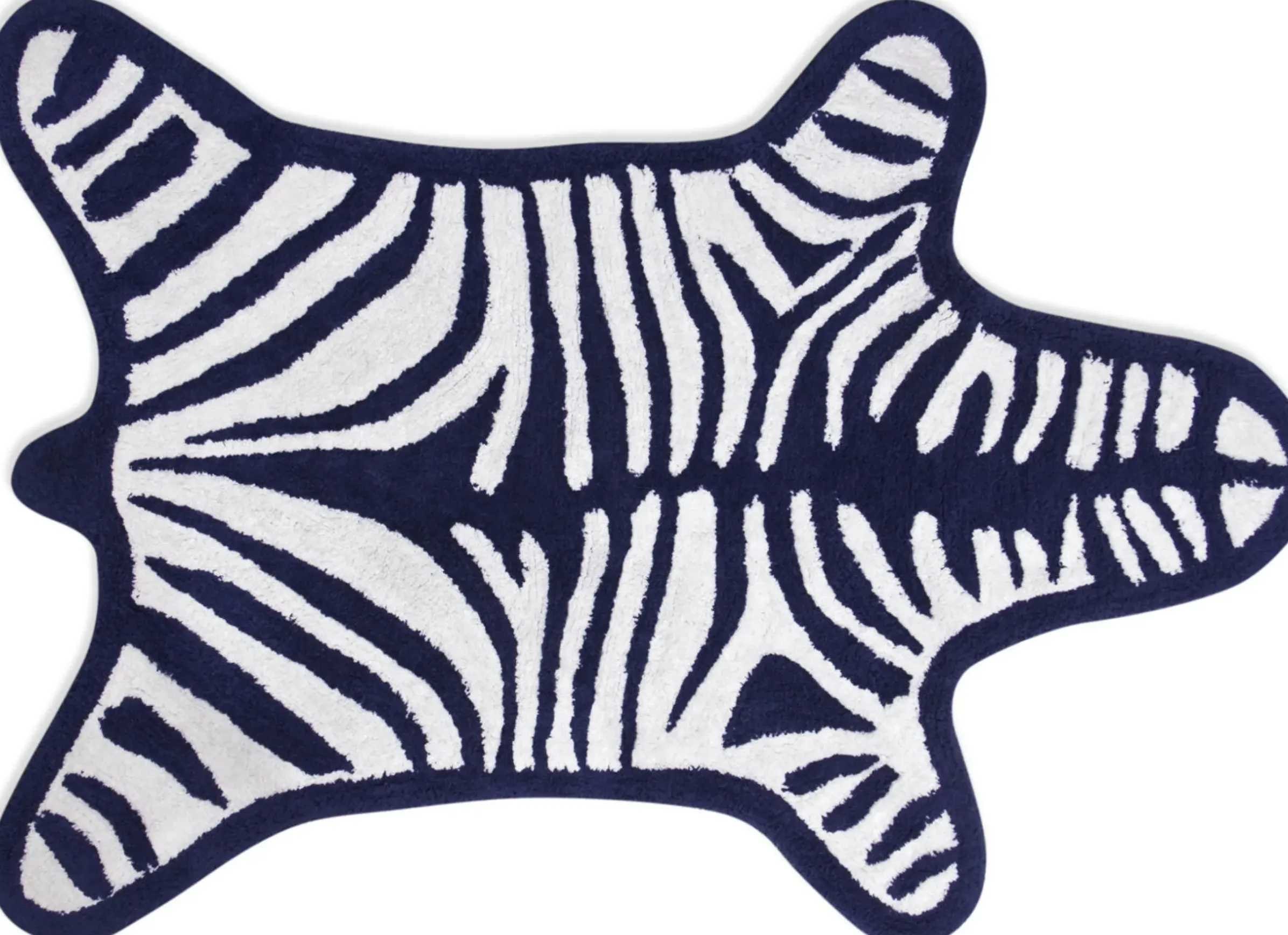 Tapis De Bain Zebra Blanc Bleu / Reversible - 112 X 79 Cm - Jonathan Adler