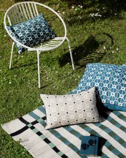 Tapis D'extérieur Vichy Plastique Bleu / 200 X 300 Cm - Fibre Plastique Recyclee - Maison Sarah Lavoine