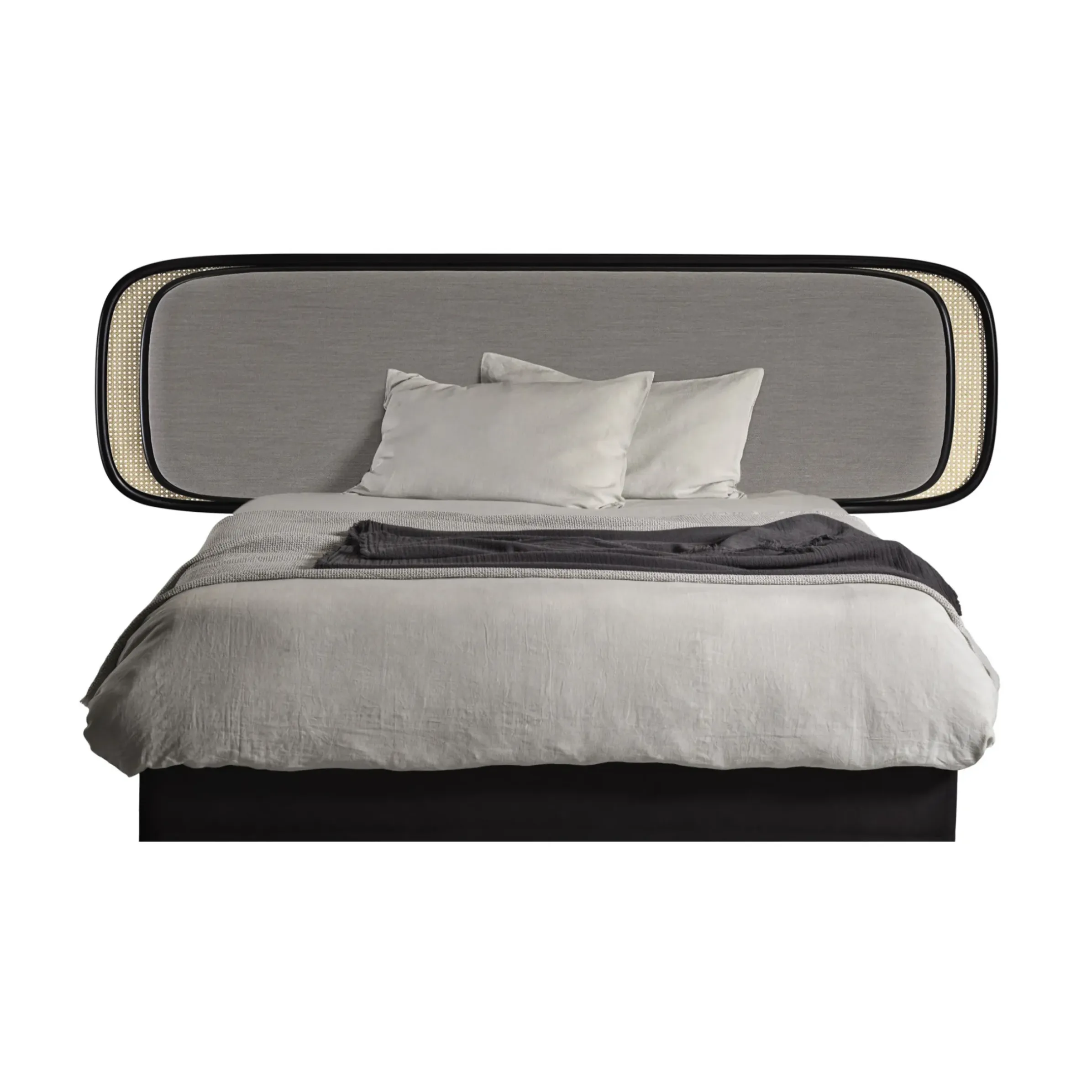 Tete De Lit Rue Fibre Vegetale Bois Gris Noir Beige / L 250 X H 73 Cm - Rembourree - Wiener Gtv Design