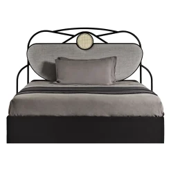 Tete De Lit Yvette Fibre Vegetale Bois Gris Noir Beige / L 200 X H 121 Cm - Rembourree - Wiener Gtv Design