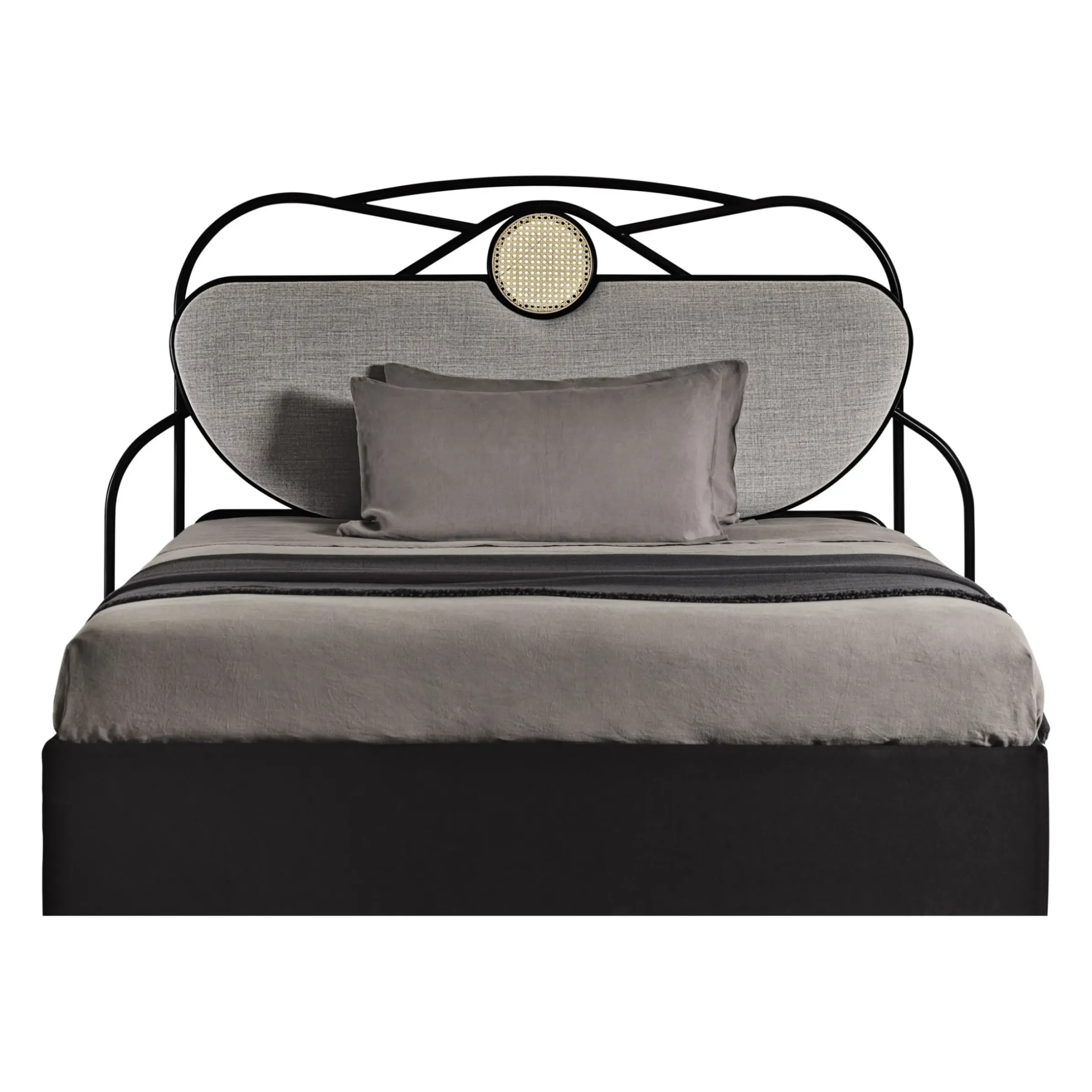 Tete De Lit Yvette Fibre Vegetale Bois Gris Noir Beige / L 200 X H 121 Cm - Rembourree - Wiener Gtv Design