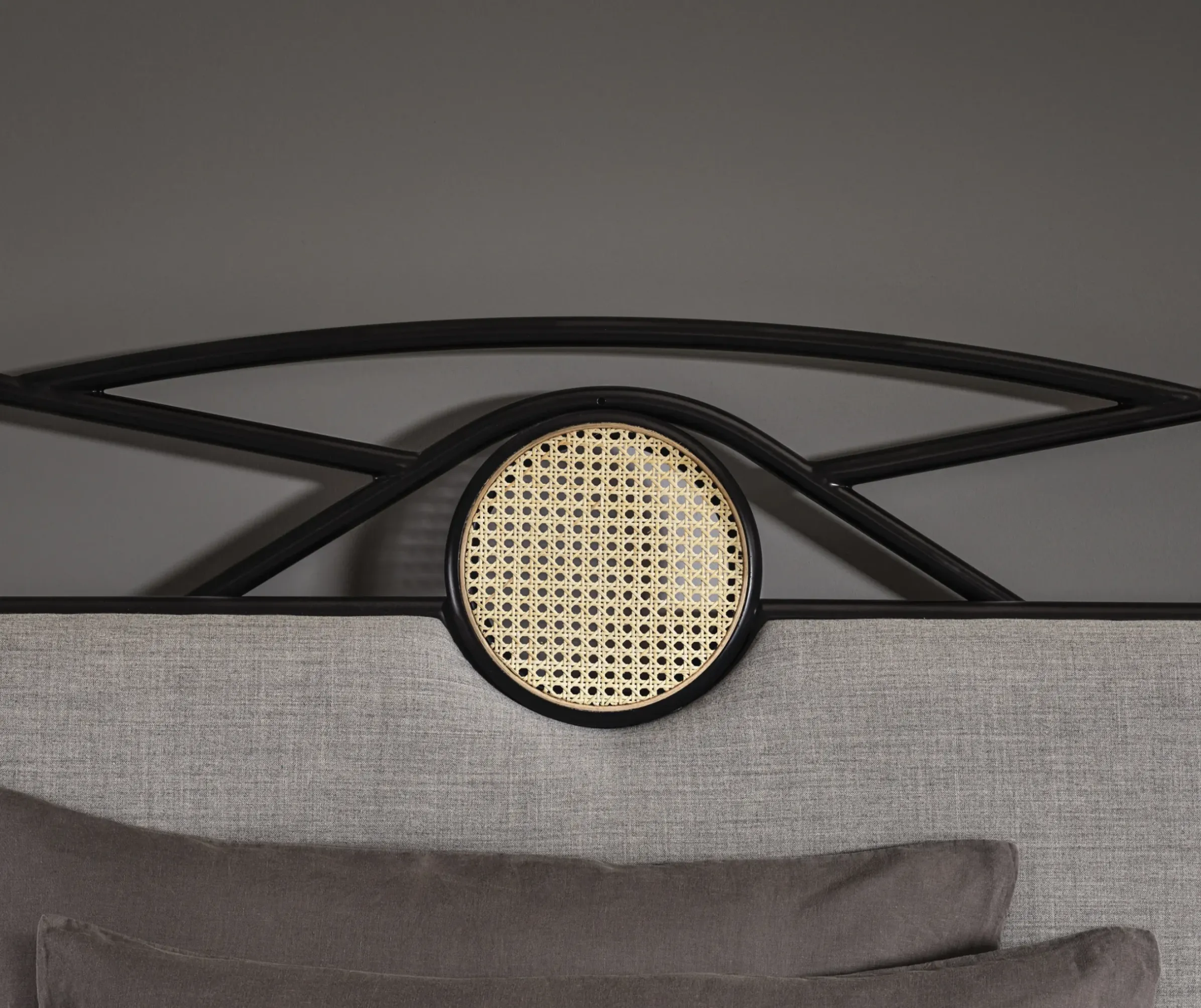 Tete De Lit Yvette Fibre Vegetale Bois Gris Noir Beige / L 200 X H 121 Cm - Rembourree - Wiener Gtv Design