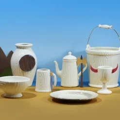 Theiere Wood Ware Ceramique/ H 25 Cm - Porcelaine Striee Effet Bois - Seletti