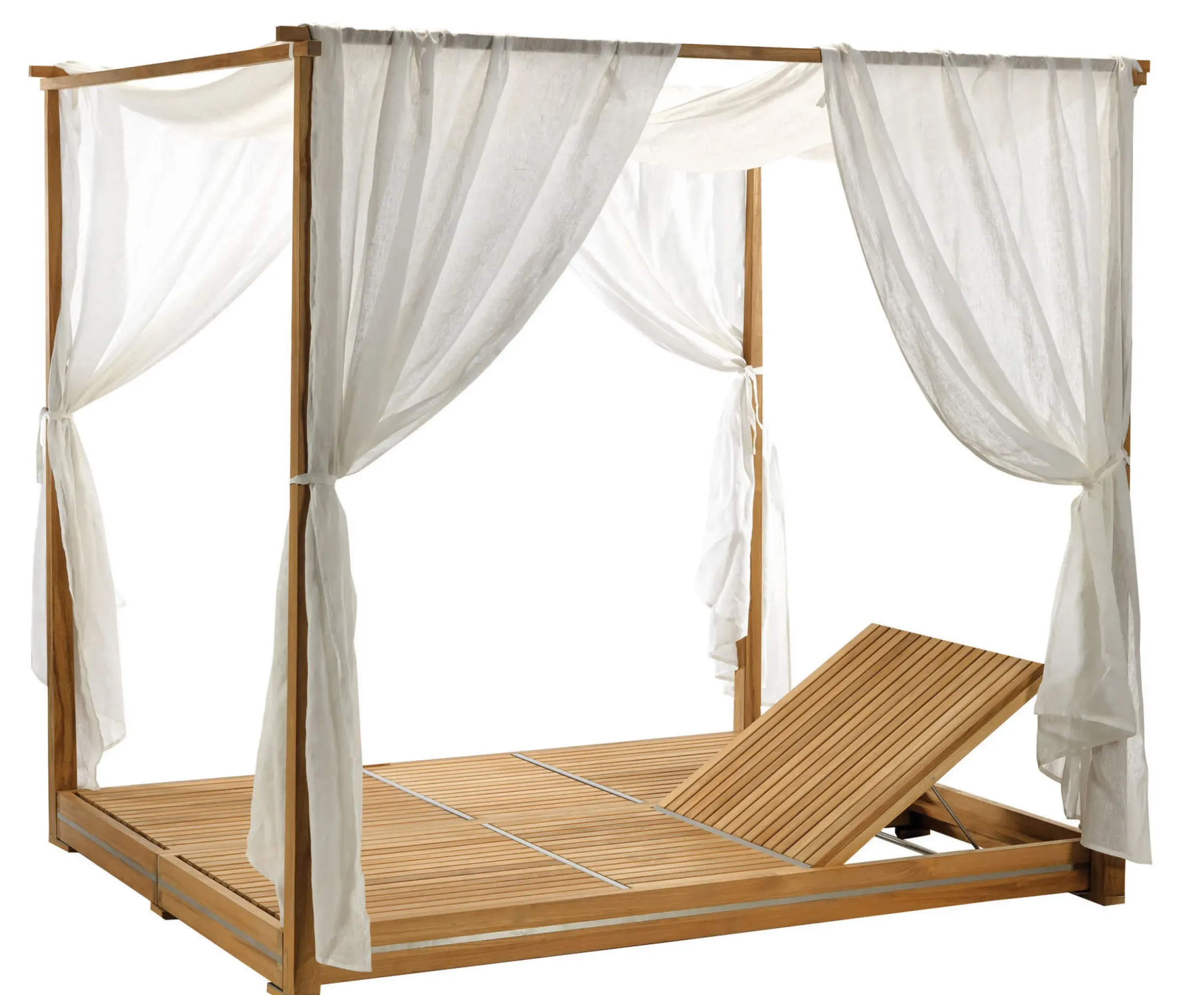Transat Double Essenza Bois Naturel Bois / A Baldaquin - Inclinable / 170 X 215 Cm - Ethimo