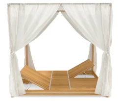 Transat Double Essenza Bois Naturel Bois / A Baldaquin - Inclinable / 170 X 215 Cm - Ethimo