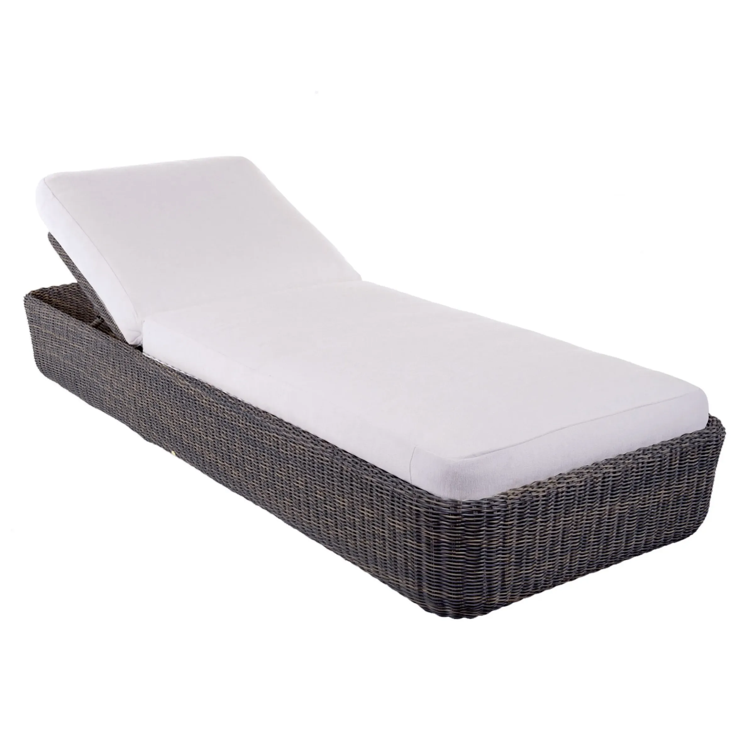 Transat Inclinable Agora Plastique Blanc Marron Resine Tressee Marron & Tissu / Rembourre - Unopiu