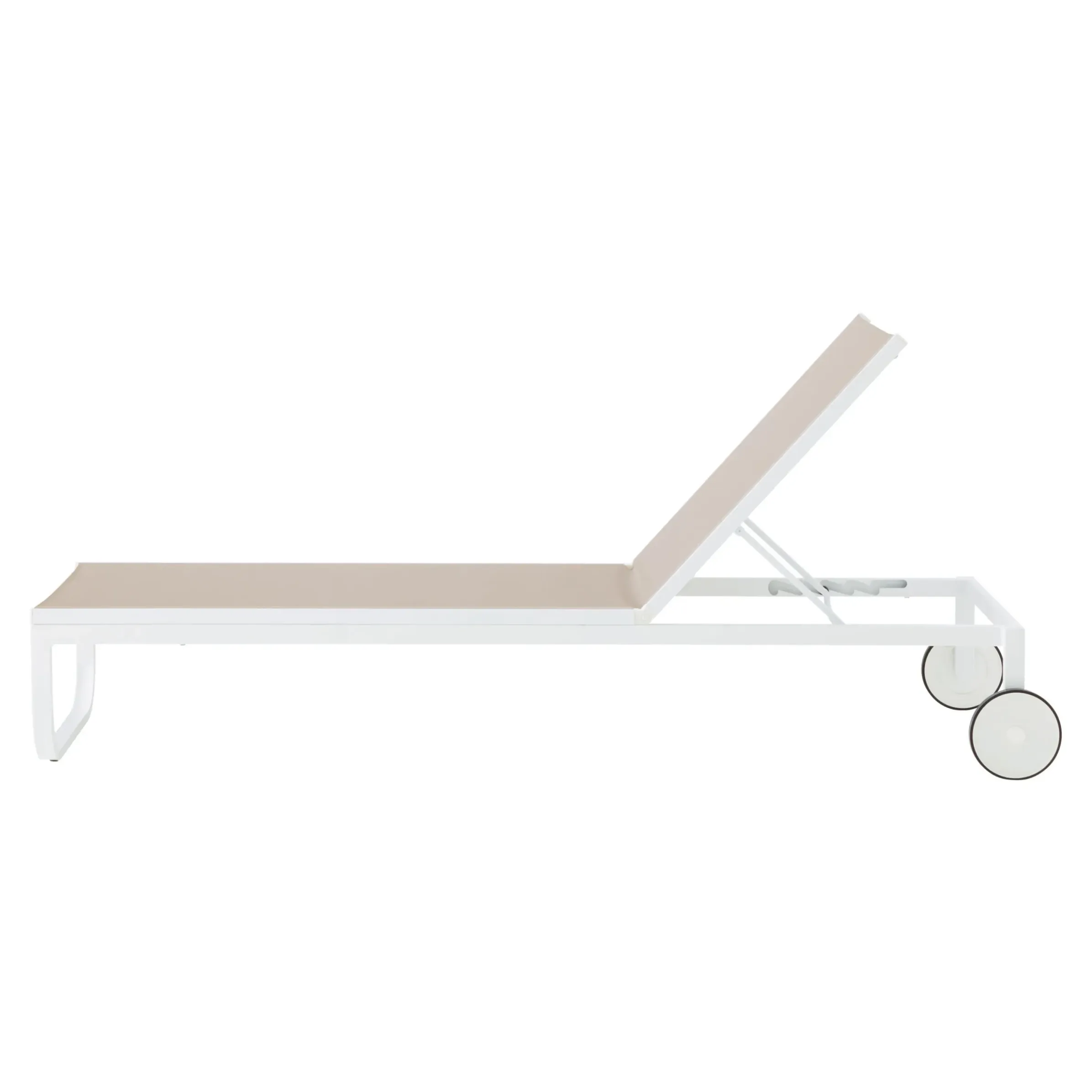 Transat Inclinable Empilable Lettino Metal Tissu Beige / Empilable - Cinna