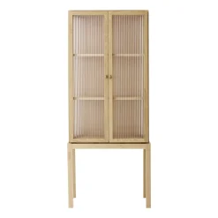 Vaisselier Curiosity Verre Bois Naturel / L 70,5 X H 168 Cm - Verre Cannele - Menu