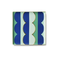 Vide-Poche Riviera Wave Ceramique Bleu Multicolore / Coupelle - Porcelaine / 15,5 X 15,5 Cm - Octaevo