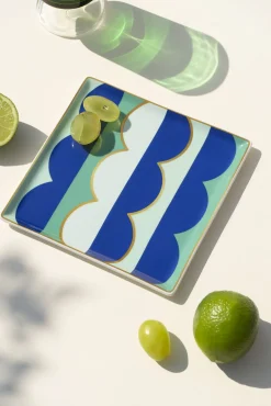 Vide-Poche Riviera Wave Ceramique Bleu Multicolore / Coupelle - Porcelaine / 15,5 X 15,5 Cm - Octaevo