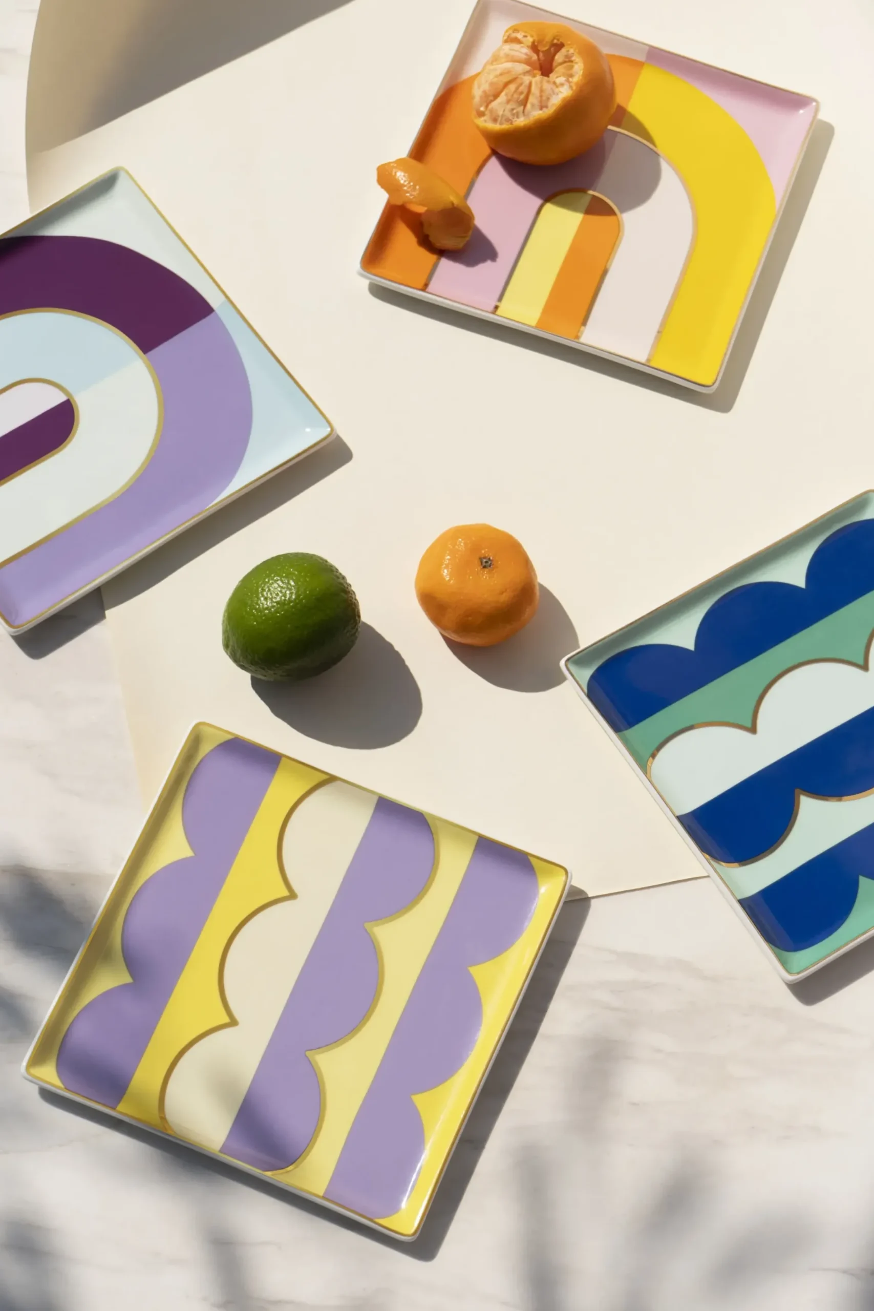 Vide-Poche Riviera Wave Ceramique Multicolore Violet / Coupelle - Porcelaine / 15,5 X 15,5 Cm - Octaevo